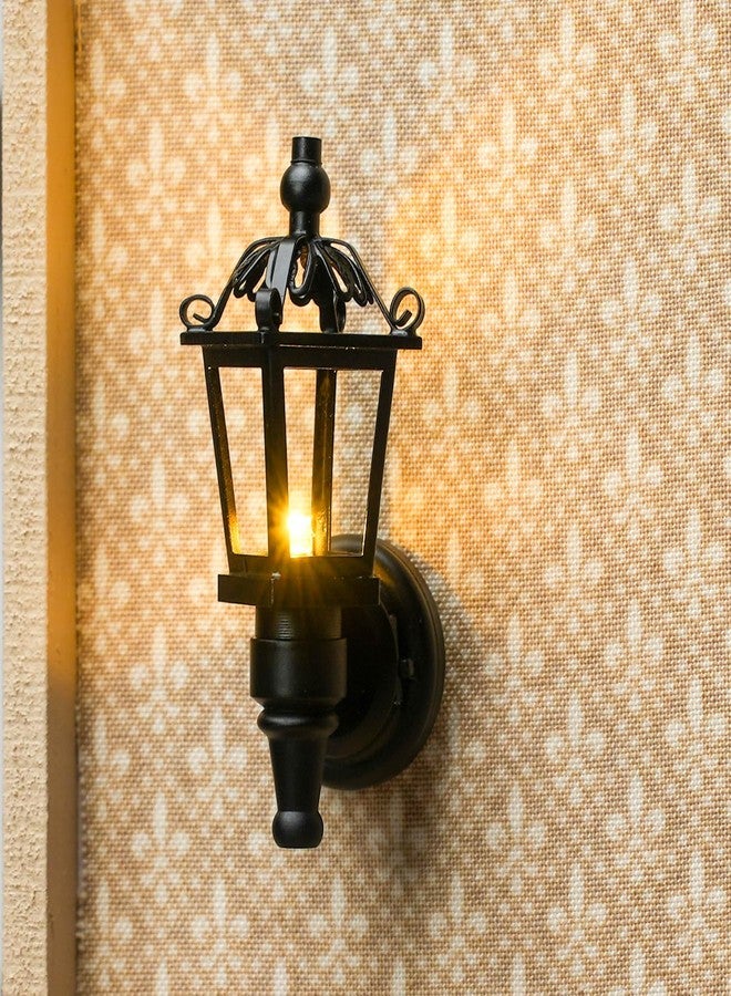Waldosia 2PCS 1:12 Scale Miniature LED Coach Lamps - Black Nickel Wall Flickering Lanterns for Dollhouse Lighting, Booknook or Dioramas - Image 4